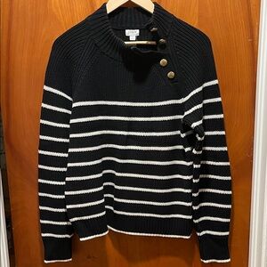 J. Crew Black and White Striped Sweater